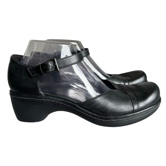 Ecco Shoes - Ecco Mary Jane Black Buckle Strap Leather Clogs Shoes Size EU 41 US 10